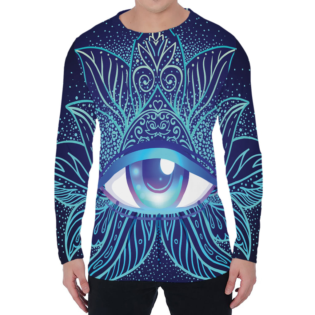 Eye of Providence Flower Print Men's Long Sleeve T-Shirt