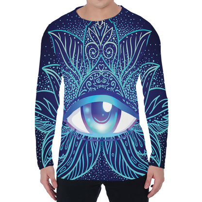 Eye of Providence Flower Print Men's Long Sleeve T-Shirt
