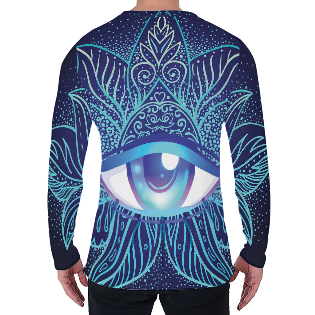 Eye of Providence Flower Print Men's Long Sleeve T-Shirt