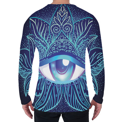 Eye of Providence Flower Print Men's Long Sleeve T-Shirt