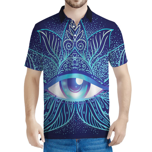 Eye of Providence Flower Print Men's Polo Shirt