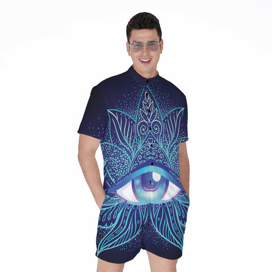 Eye of Providence Flower Print Men's Rompers