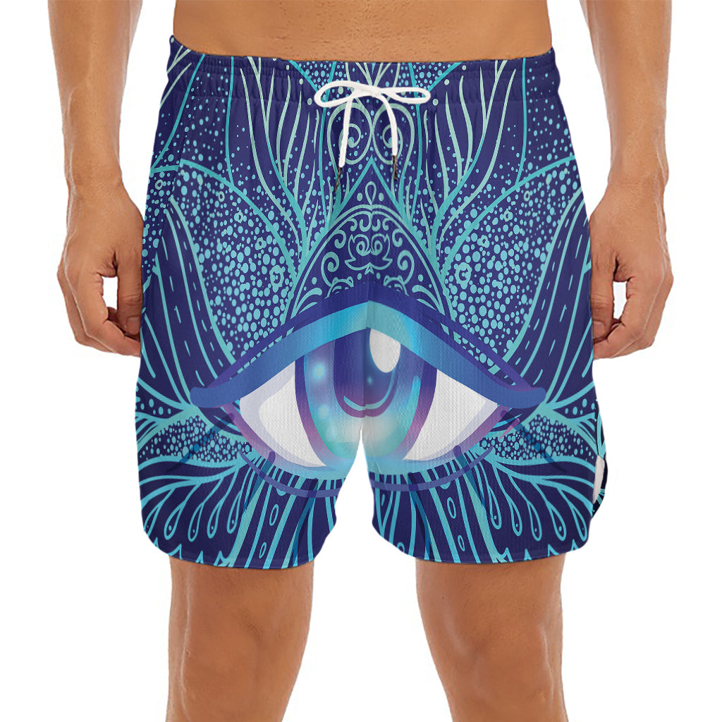 Eye of Providence Flower Print Men's Split Running Shorts