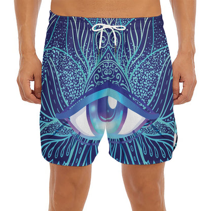 Eye of Providence Flower Print Men's Split Running Shorts