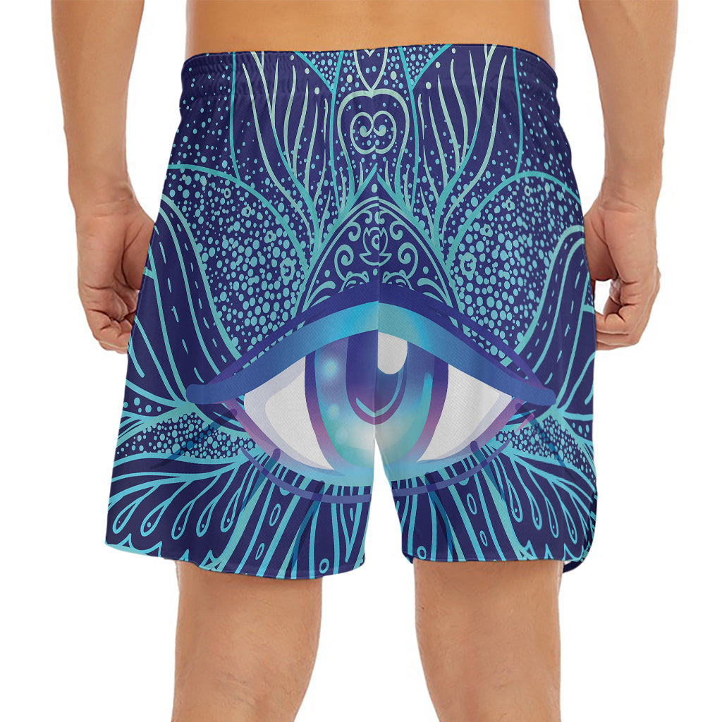 Eye of Providence Flower Print Men's Split Running Shorts