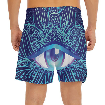 Eye of Providence Flower Print Men's Split Running Shorts