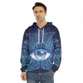 Eye of Providence Flower Print Men's Velvet Pullover Hoodie