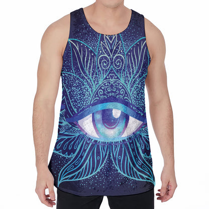 Eye of Providence Flower Print Men's Velvet Tank Top