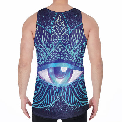 Eye of Providence Flower Print Men's Velvet Tank Top