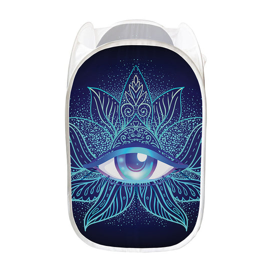 Eye of Providence Flower Print Mesh Laundry Hamper