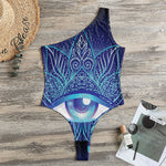 Eye of Providence Flower Print One Shoulder Bodysuit