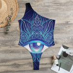 Eye of Providence Flower Print One Shoulder Bodysuit