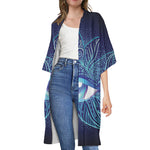 Eye of Providence Flower Print Open Front Beach Cover Up