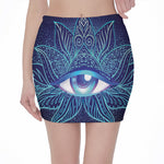 Eye of Providence Flower Print Pencil Mini Skirt