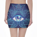 Eye of Providence Flower Print Pencil Mini Skirt