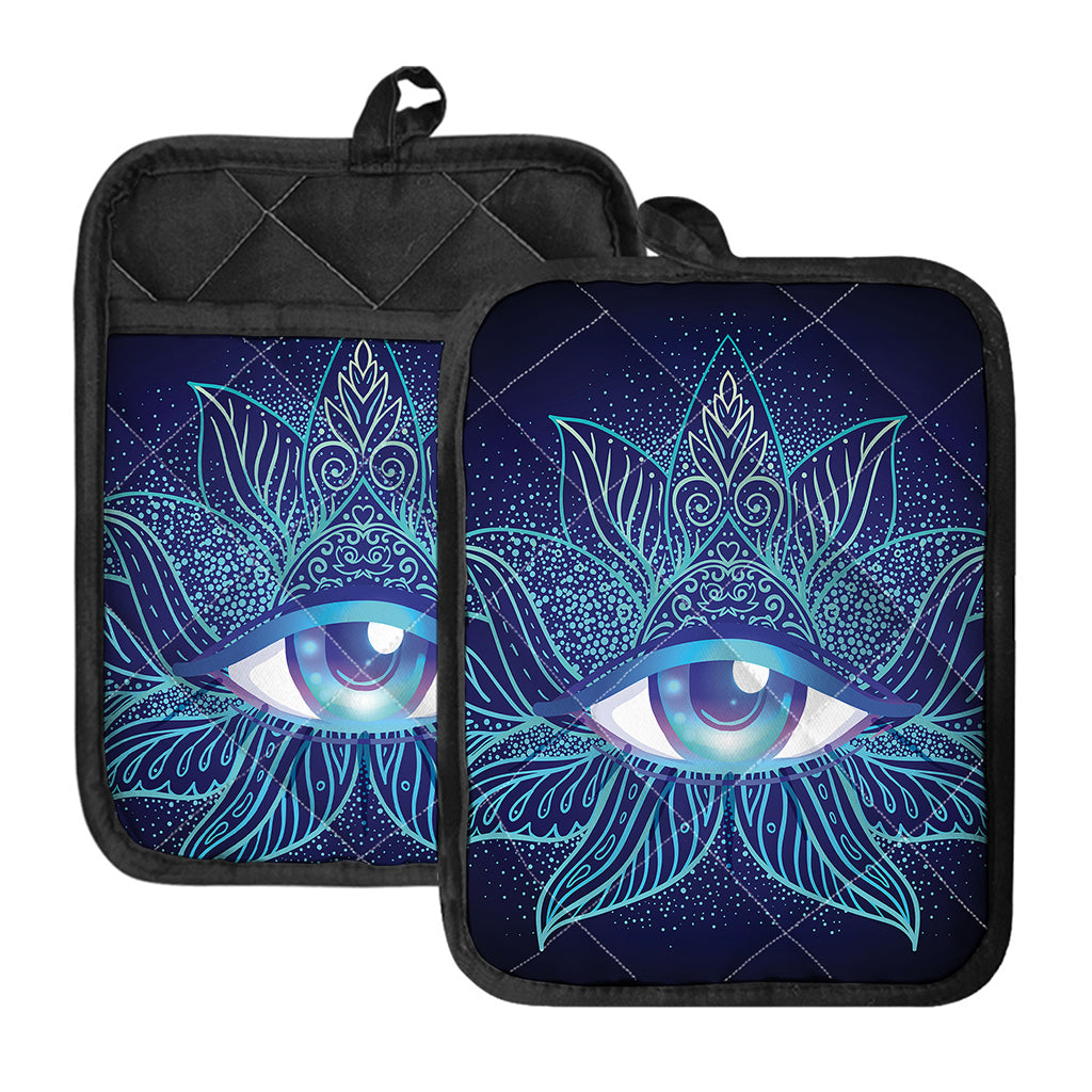 Eye of Providence Flower Print Pot Holders With Pocket