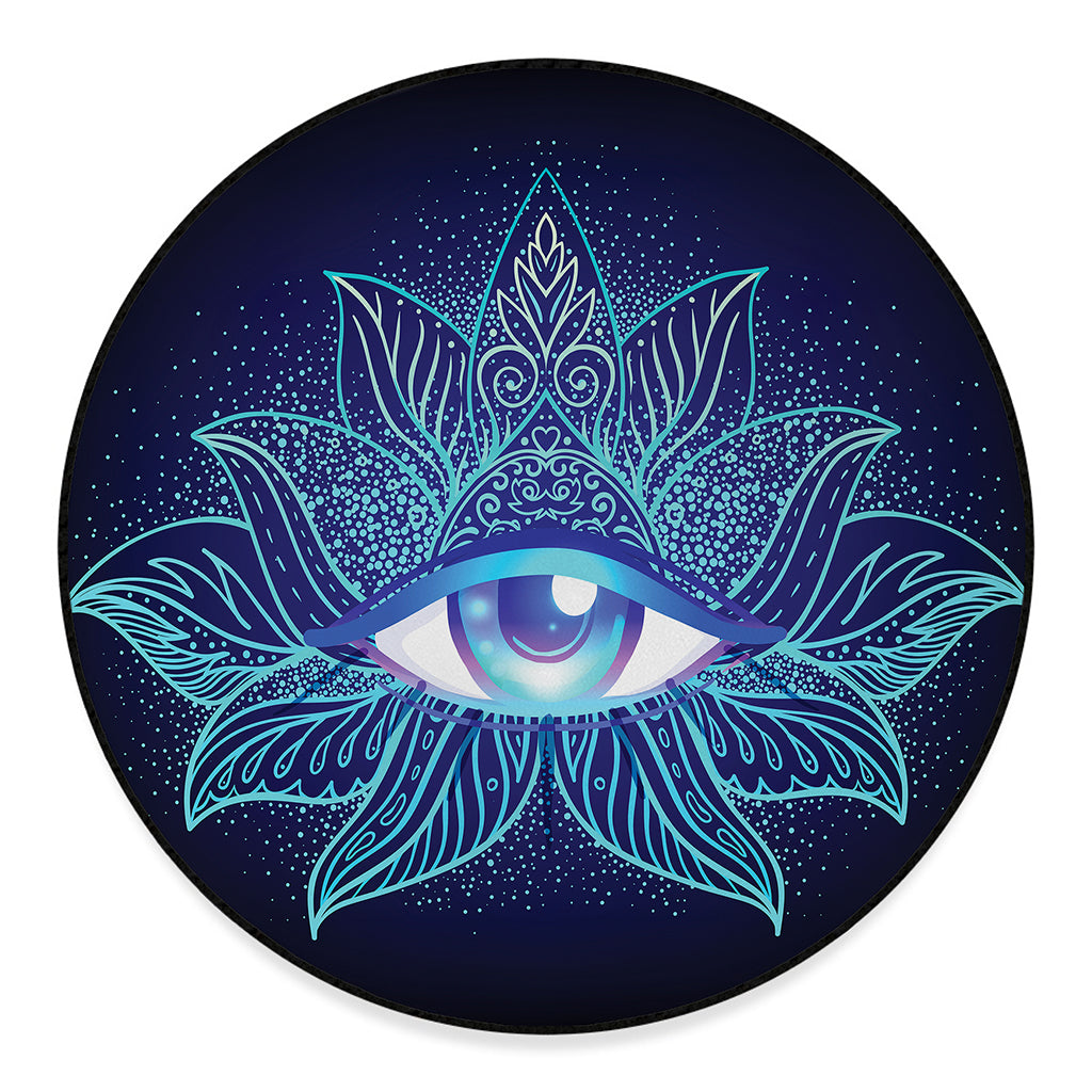 Eye of Providence Flower Print Round Floor Mat