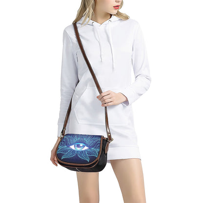 Eye of Providence Flower Print Saddle Bag