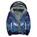 Eye of Providence Flower Print Sherpa Lined Zip Up Hoodie
