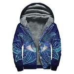 Eye of Providence Flower Print Sherpa Lined Zip Up Hoodie