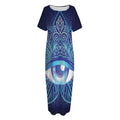 Eye of Providence Flower Print Short Sleeve Long Nightdress