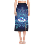 Eye of Providence Flower Print Side Slit Midi Skirt