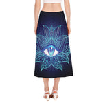 Eye of Providence Flower Print Side Slit Midi Skirt