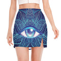 Eye of Providence Flower Print Side Slit Mini Skirt
