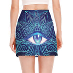 Eye of Providence Flower Print Side Slit Mini Skirt