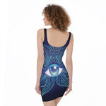 Eye of Providence Flower Print Sleeveless Bodycon Dress
