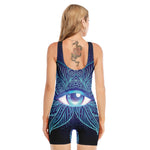 Eye of Providence Flower Print Sleeveless One Piece Swimsuit