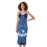 Eye of Providence Flower Print Slim Fit Midi Cami Dress