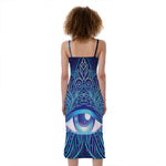 Eye of Providence Flower Print Slim Fit Midi Cami Dress