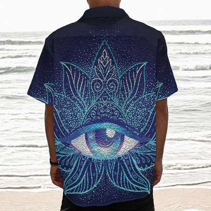 Eye of Providence Flower Print Textured Short Sleeve Shirt