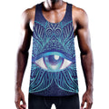 Eye of Providence Flower Print Men's Workout Tank Top