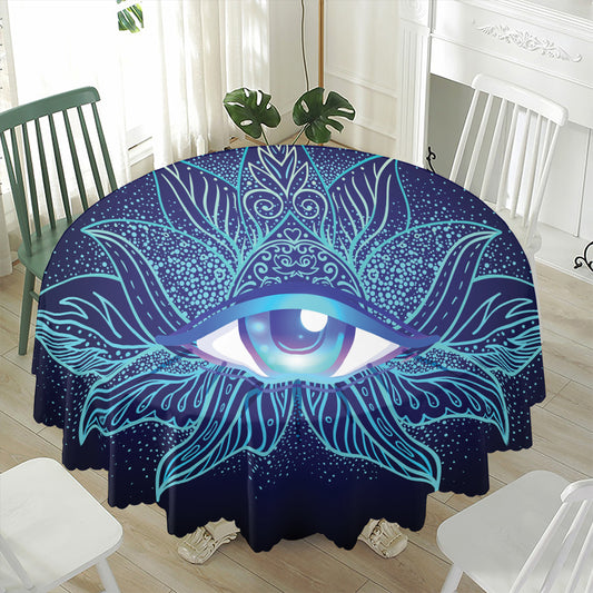 Eye of Providence Flower Print Waterproof Round Tablecloth