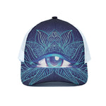 Eye of Providence Flower Print White Mesh Trucker Cap