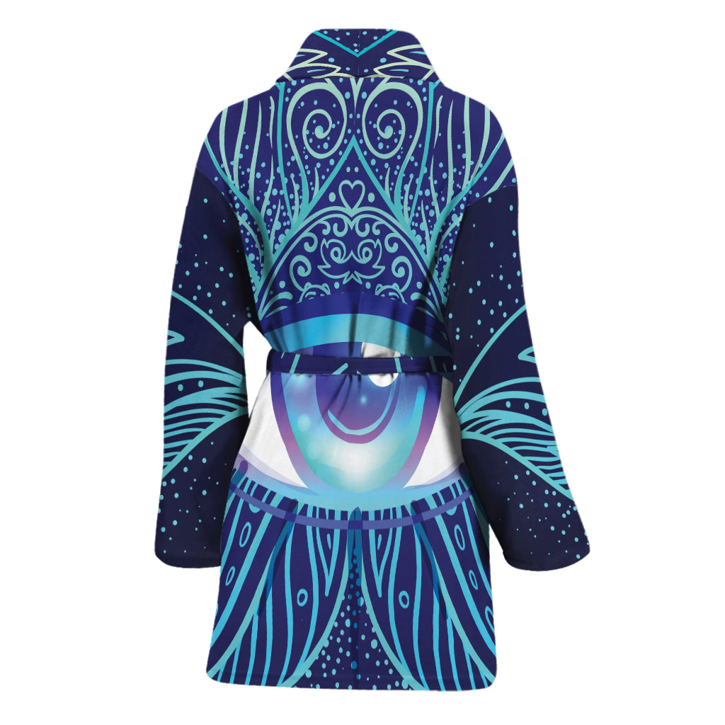 Eye of Providence Flower Print Women's Bathrobe