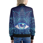 Eye of Providence Flower Print Women's Bomber Jacket