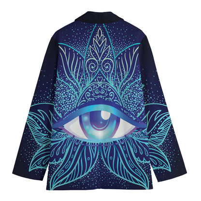 Eye of Providence Flower Print Women's Cotton Blazer