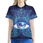 Eye of Providence Flower Print Women's Polo Shirt