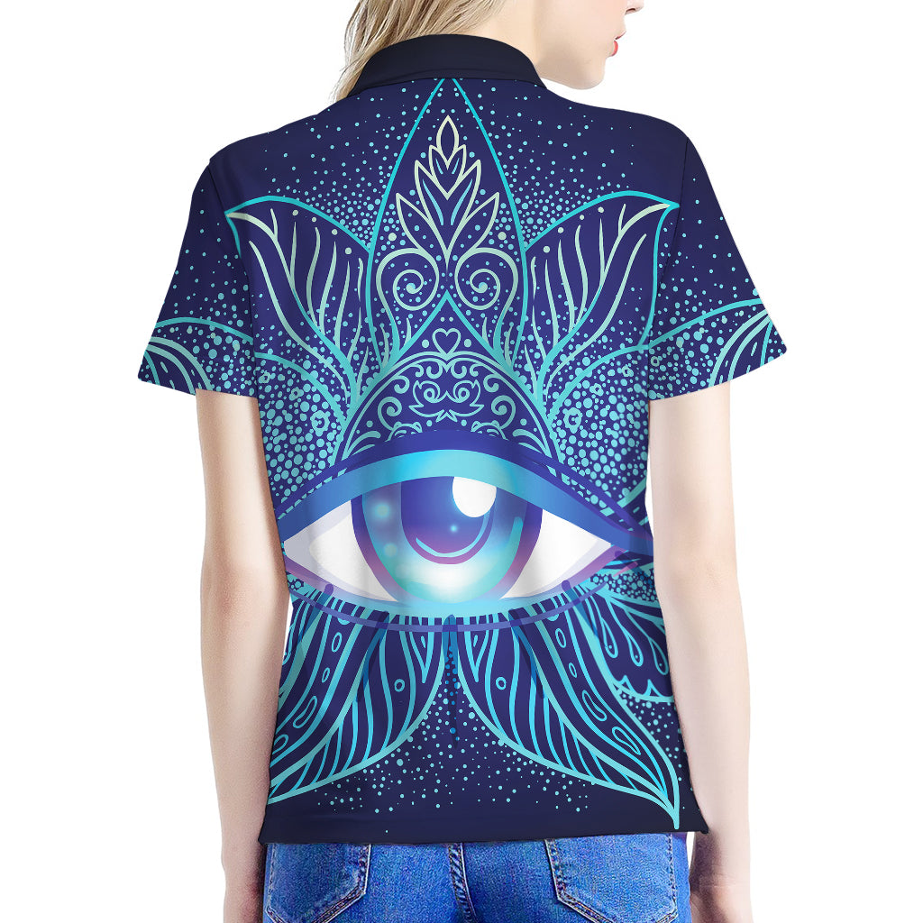 Eye of Providence Flower Print Women's Polo Shirt