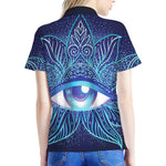Eye of Providence Flower Print Women's Polo Shirt