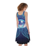 Eye of Providence Flower Print Women's Sleeveless Dress