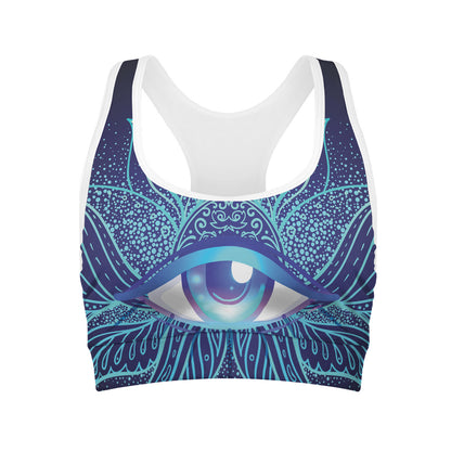 Eye of Providence Flower Print Women's Sports Bra