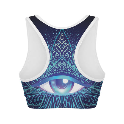 Eye of Providence Flower Print Women's Sports Bra