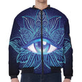 Eye of Providence Flower Print Zip Sleeve Bomber Jacket