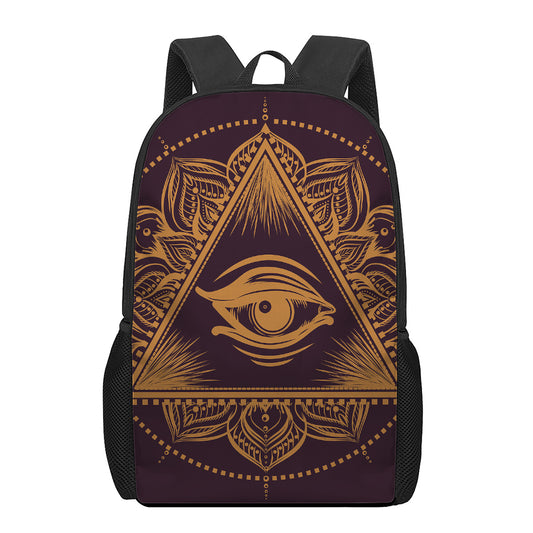 Eye of Providence Mandala Print 17 Inch Backpack