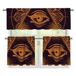 Eye of Providence Mandala Print 3 Piece Kitchen Curtains