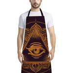 Eye of Providence Mandala Print Bib Apron With Pocket